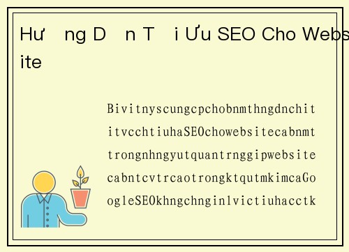 Hướng Dẫn Tối Ưu SEO Cho Website